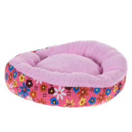 Cama Pet Para Cães e Gatos 40cm Redonda Estampada  ROSA FLORIDO - Meu Pet