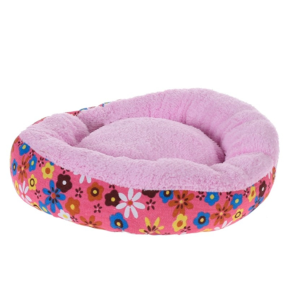 Cama Pet Para Cães e Gatos 40cm Redonda Estampada  ROSA FLORIDO - Meu Pet